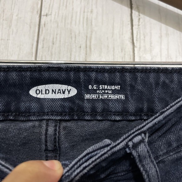 Old Navy Jeans Women's 2 O.G. Black Straight High Rise Distressed Secret Pockets - Picture 4 of 8